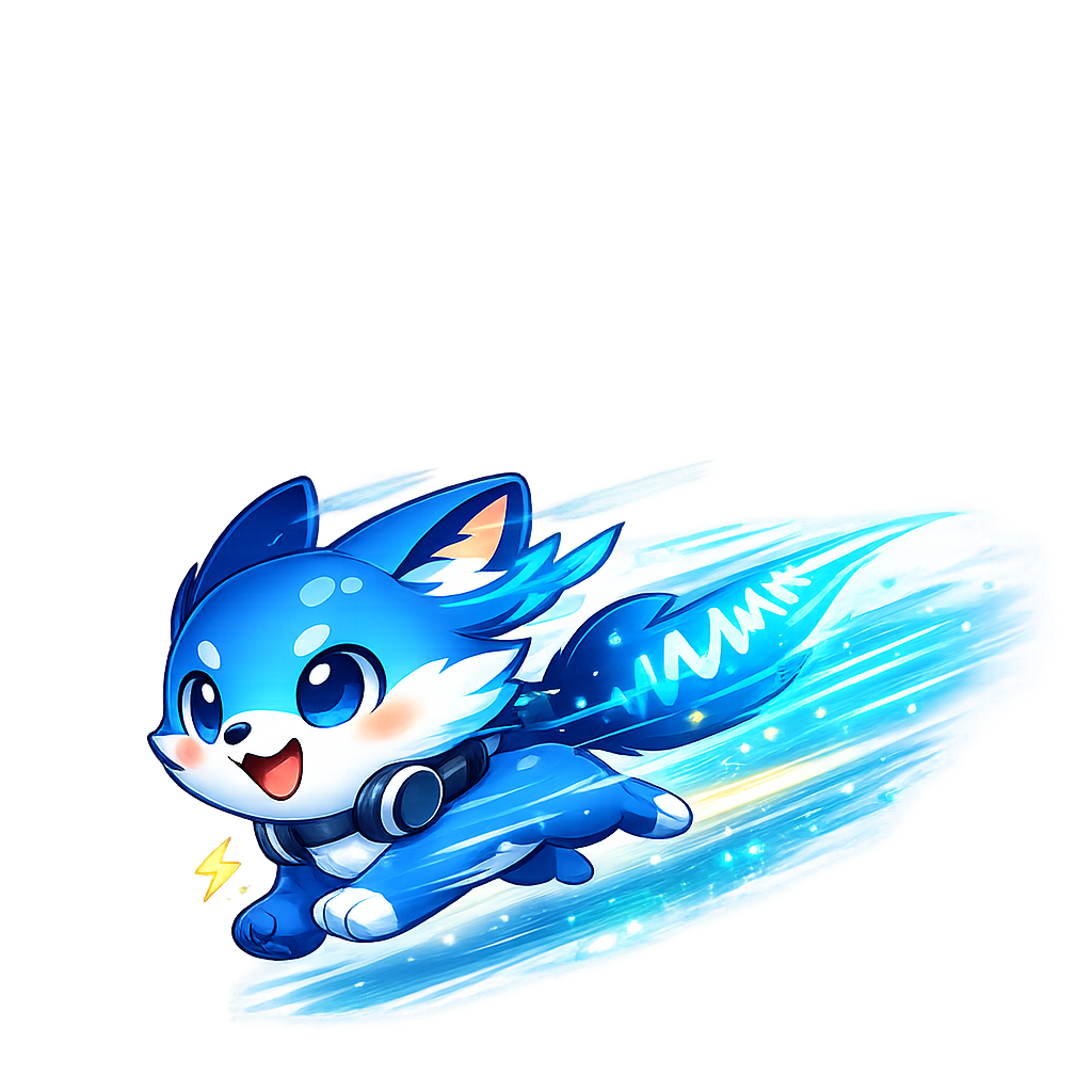 LocalSpeechGen mascot representing speed and streaming